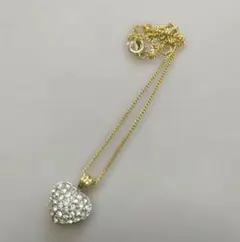 ハートモチーフ ネックレス ゴールドカラー クリアストーン