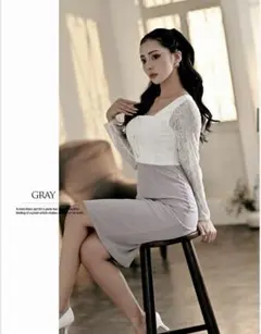 DAYSPIECE ホワイト・グレー タイトフィットドレス M