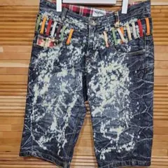 NYLAUS 　ダブルウエストパンツ　ハーフパンツジーンズ古着　平成y2kのサムネイル