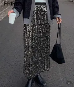 Dazy SHEIN FRIFULスパンコール ブラック タイトスカート M