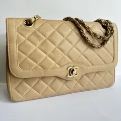 80年代　ヴィンテージ　シャネル　マトラッセ　バッグ　パリ限定　ベージュ