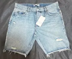ZARAメンズデニムハーフパンツ ダメージ加工