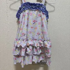 フリル付きストライプワンピース水着 120