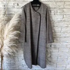 タグ付き Theory ビバリーツイードロングコート ノーカラー フリンジ