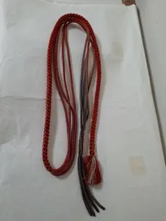 赤色の帯締め 正絹　成人式