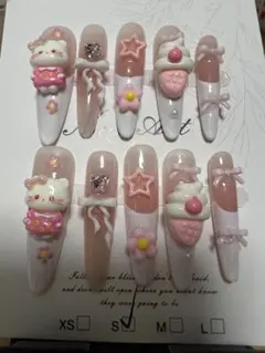 長いHello Kitty ネイルチップ 10個セットSサイズ