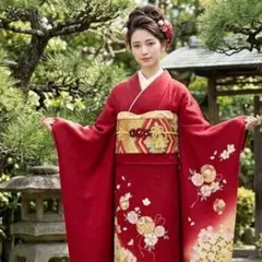 振袖　完全フルセット　25点　成人式　結婚式　前撮り　赤　レッド　袋帯　金
