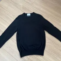 EDIFICE ブラック Vネックニット ウール100%