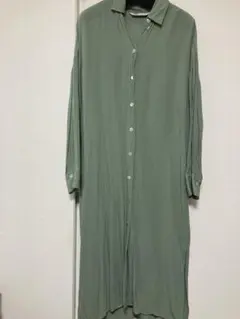 zara ザラ　オリーブグリーン 長袖 シャツワンピース　xs