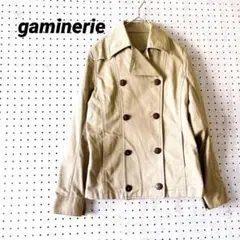 ギャミヌリィ ピーコート風ジャケット ダブルボタン 綿 ベージュ バックギャザー
