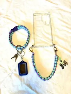 ハンドメイド　パラコード携帯ストラップ・キーホルダー2点セット