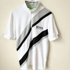 美品 ヒューゴボス ハーフジップトップス 半袖 グレー サイズ3XL 