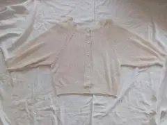 アイボリー ニットカーディガン　メッシュ編み