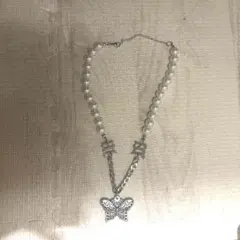 バタフライ パールチェーン ネックレス