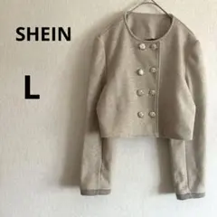 DAZY ノーカラージャケット ダブルショート丈ブルゾン ベージュ Lサイズ
