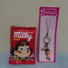 不二家 ペコちゃん ミルキー フラットミニポーチ キーホルダーのサムネイル