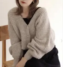 one after another NICE CLAUP 淡色カーデ モカ