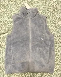 新品未使用　UNIQLO ブルー　S ファー　ベスト ジッパー付き ユニクロ