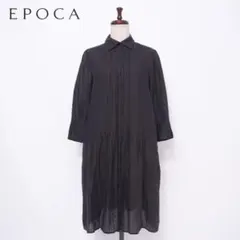 美品 EPOCA ピンタックシャツワンピース ブラック サイズ38*ED1048のサムネイル