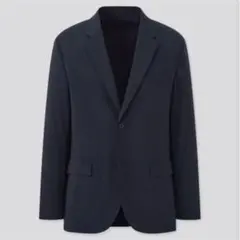 【美品】ユニクロ 感動ジャケット（コットンライク）ネイビー S ストレッチ