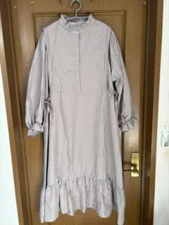 美品⭕️キルト切替ワンピース モカ　ベージュ　４Ｌ