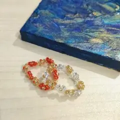 フラワービーズリング2点セット