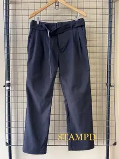 STAMPD スタンプド ベルテッド タック ウールパンツ スラックス ブラック