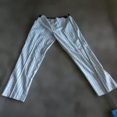 UNIQLO ユニクロ アンクルパンツ XL ホワイト ストライプ 　ゴム
