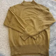 マスタード タートルネック セーター L