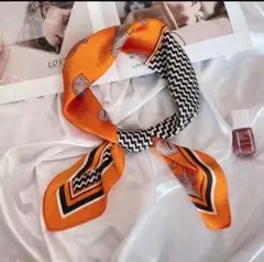 人気‼︎スカーフ オレンジ　大判　動物　ストール　シルク　高見え　おしゃれ　上品