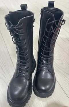 ブラックレースアップブーツ厚底