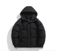 ブラックダウンジャケット フード付き