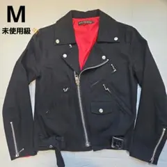 ヘルズキャットパンクス　デニムライダースジャケット　ブラック　Mサイズ　裏地赤