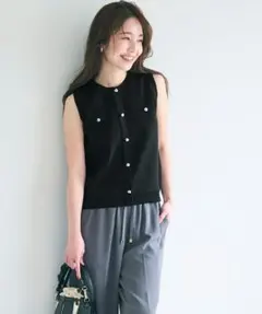 【美品】coca ゴールドボタンノースリーブニットプルオーバー