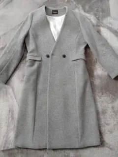 Demi-Luxe BEAMS ノーカラーVネックコート M グレー