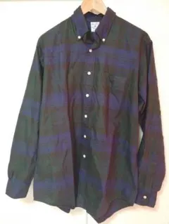 ブルックス・ブラザーズ　チェックボタンダウンシャツ　紺×緑　M