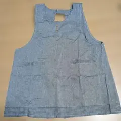 グレー エプロン チェック柄 ポケット付き