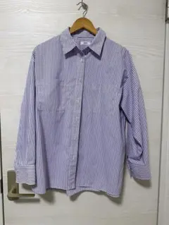 ストライプ 長袖シャツ 紫
