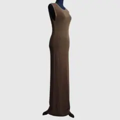 EPOCA☆レーヨン　ナイロン　ニットロングワンピース　超マキシ丈　茶　40