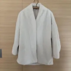 【Riche Glamour】ボアノーカラーコートアウターフワフワ ボア素材 M