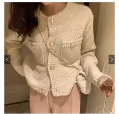 GRL グレイル　ゴールドボタン ショート丈 ニット カーディガン