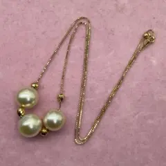 高品質☆10.2mmup 白蝶真珠3珠ネックレス　K18 鑑別書付き