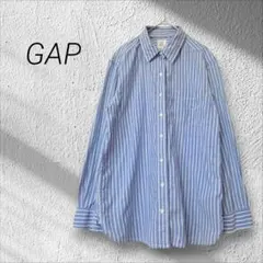 GAP ボーイフレンドシャツ☆長袖シャツ ストライプ 定番 ブルー