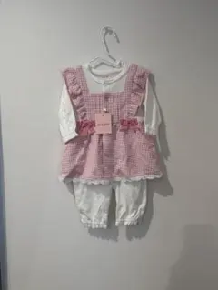 mezzo piano ピンク 千鳥柄カットジャガードチュニック2wayオール