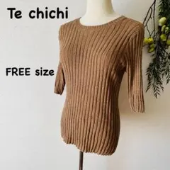 Te chichi TERRASSE FREEサイズ カットソー リブ半袖ニット
