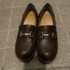 ブラウン 厚底ローファー　L/24㎝　6㎝ヒールのサムネイル