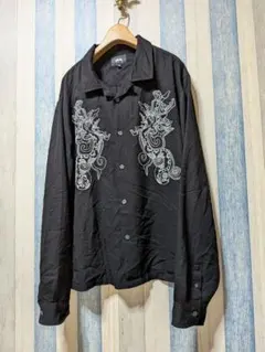 stussy ステューシー 刺繍 レーヨン ポリ地 長袖シャツ XLのサムネイル