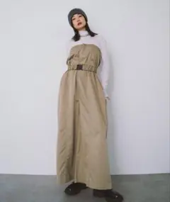 HANNE ベアワイドサロペット ベージュ