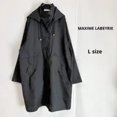 マキシムラベリー　ロングレインコート　F ブラック　取り外しフード付　ストライプ
