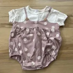 ベビー服 ロンパース ピンクドット柄 80cm 女の子 半袖 夏服